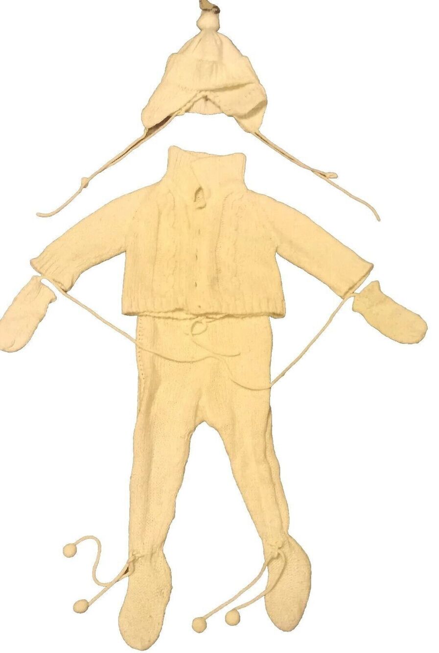 Vintage Childs Acrylic White Snowsuit W/ Hats Gloves Sweater Pants For Toddler
